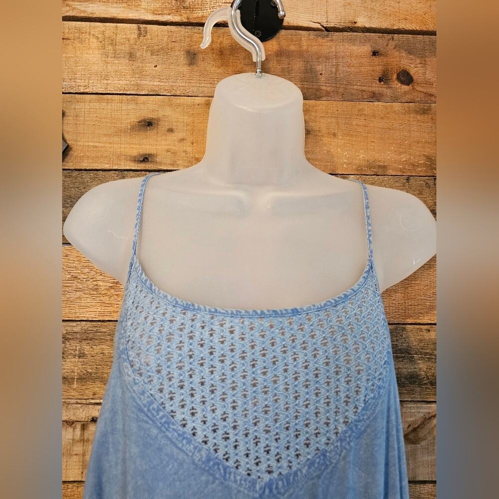 Earthbound Women's boho Baby Blue High Low handkerchief hemline Tank Dress Sz XL - Picture 4 of 15